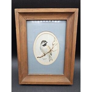 Vtg Original Watercolor "Black Cap Chickadee" By Rohrback 1981 Bird On A Branch